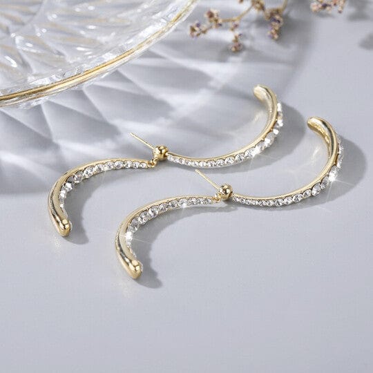 Boucles d'oreilles Incurvées à Strass Plaqué Or - Diamant Moissanite 1 Carat 💎