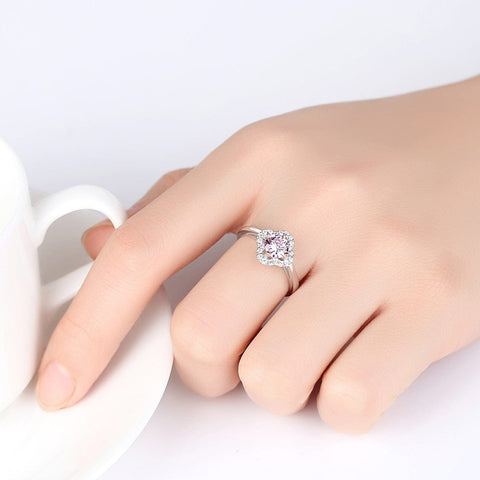 Bague Halo Rosée de l'Aube En Argent Sterling 925 - Diamant Moissanite 1 Carat 💎