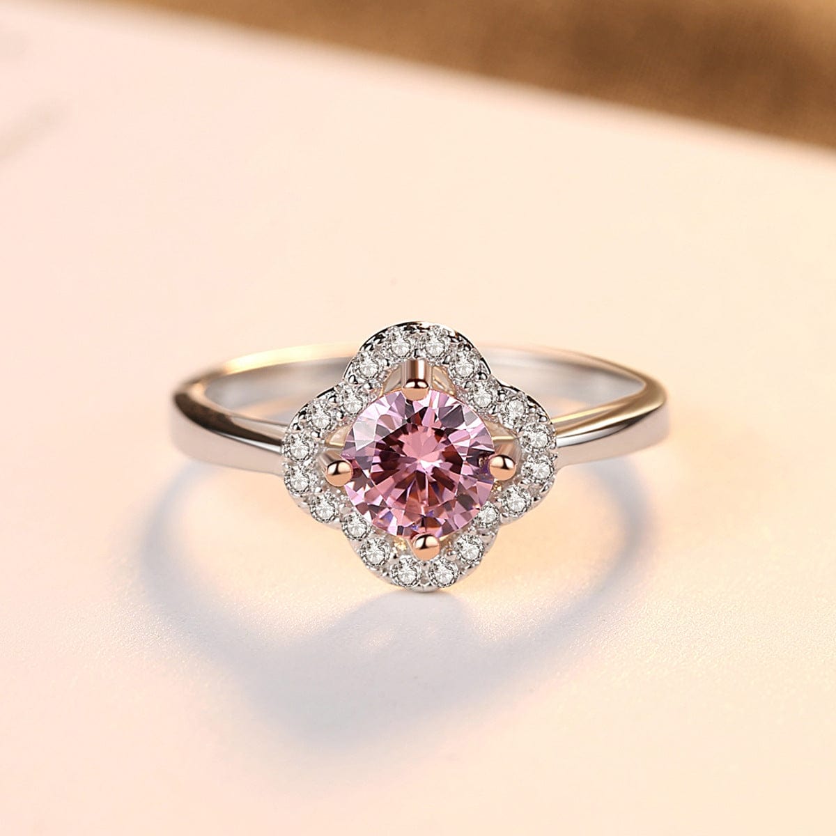 Bague Halo Rosée de l'Aube En Argent Sterling 925 - Diamant Moissanite 1 Carat 💎