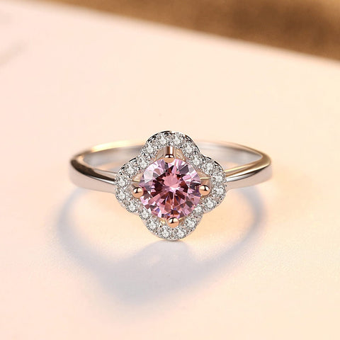 Bague Halo Rosée de l'Aube En Argent Sterling 925 - Diamant Moissanite 1 Carat 💎