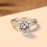 Bague Solitaire Fleur de Serment En Argent Sterling 925 - Diamant Moissanite 1 Carat 💎