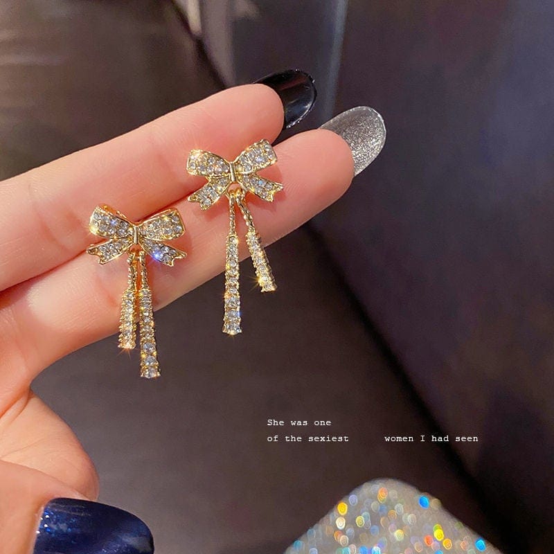 Boucles d'oreilles à pompons avec nœud français Or 18 Carats 🎀
