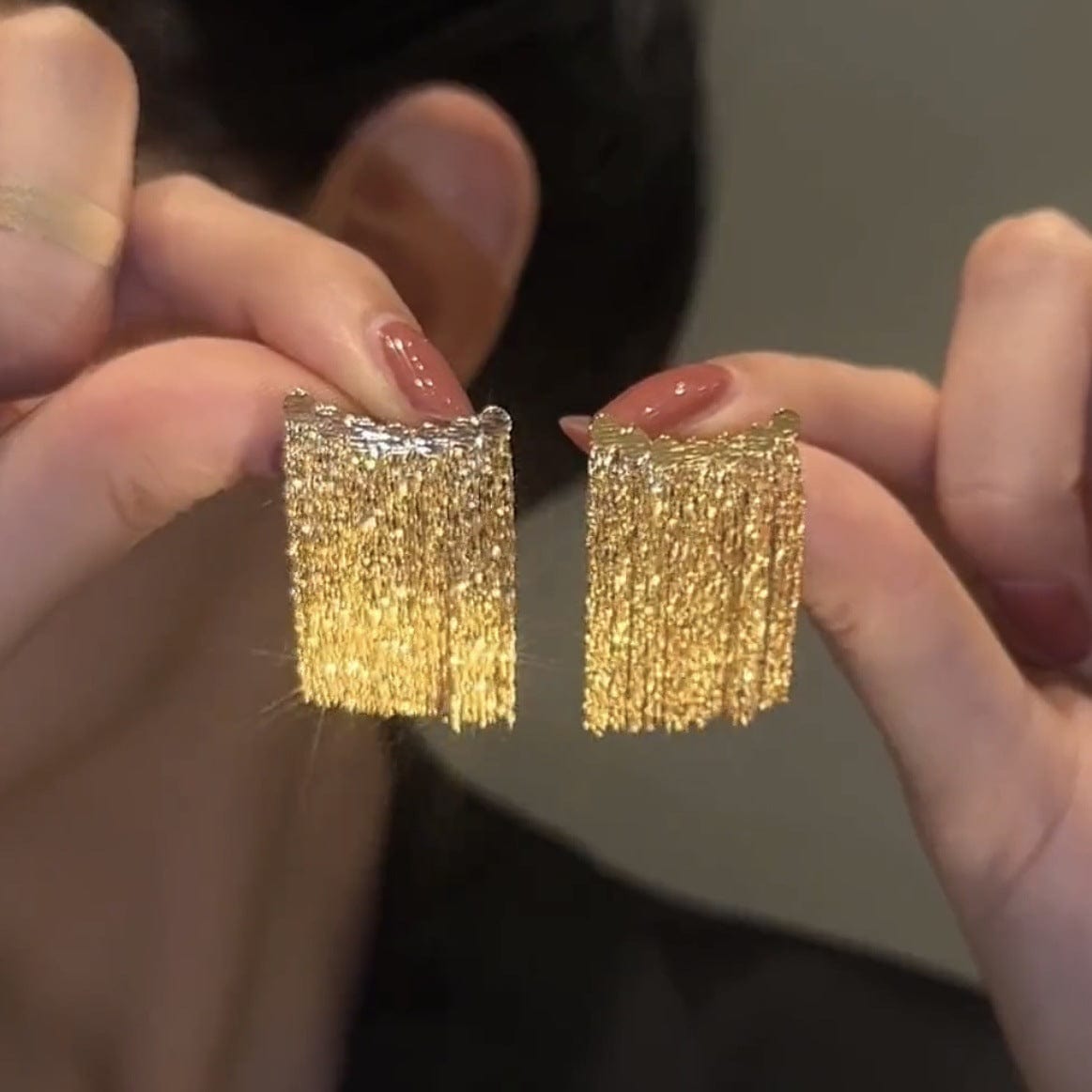 Boucles d'oreilles de luxe cascade et pompon - Plaqué Or 18 Carats✨