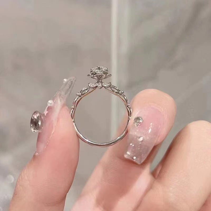 Bague Rose éclat Djamila en Argent Sterling 925 - Diamant Moissanite 1 Carat 💎
