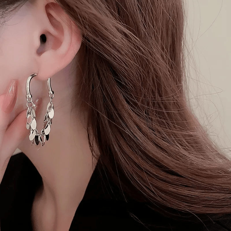 Boucles d'oreilles à pampilles à sequins Plaqué Or 18 Carats où Argent Sterling 925