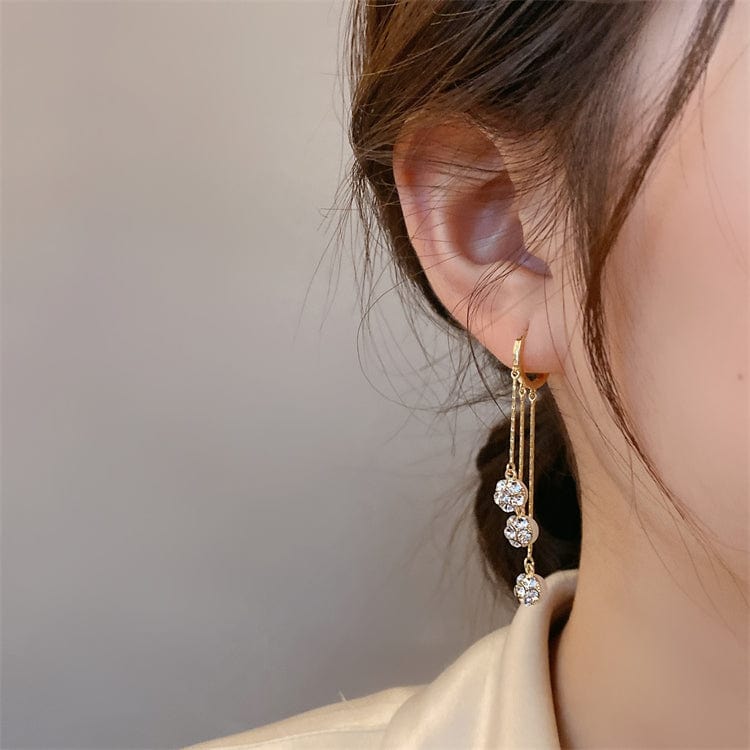 Boucles d'oreilles pendante à perles brillantes - Plaqué Or 18 Carats✨