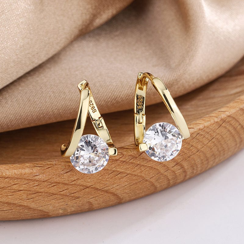 Boucles d'oreilles Chic Xmiral plaqué Or 18 Carats - Diamant 1 Carat 💎
