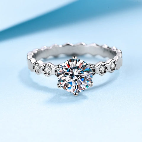 Bague Solitaire Shimmering Bee en Argent Sterling 925 - Diamant Moissanite 1 Carat💎