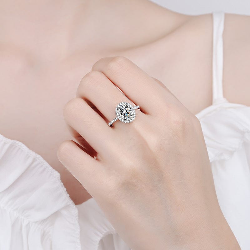 Bague ovale Glow en Argent Sterling 925 - Diamant Moissanite 1 Carat 💎