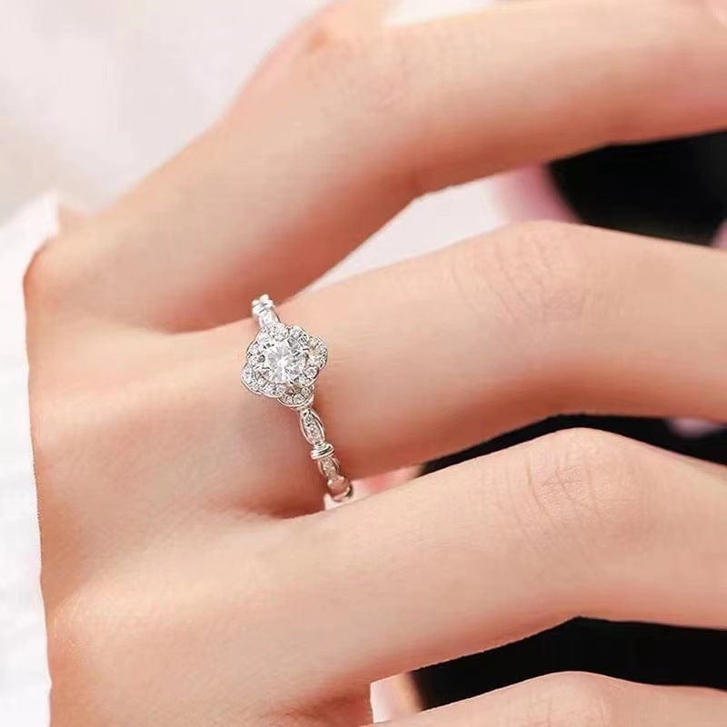 Bague Rose éclat Djamila en Argent Sterling 925 - Diamant Moissanite 1 Carat 💎