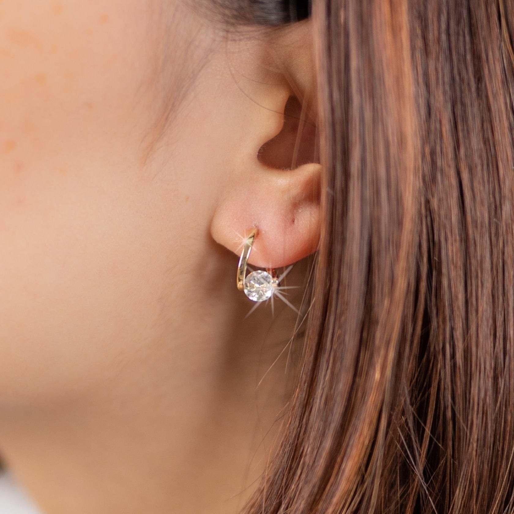 Boucles d'oreilles Chic Xmiral plaqué Or 18 Carats - Diamant 1 Carat 💎