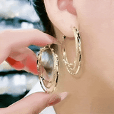 Boucles d'oreilles créoles fine Entrelacée - Plaqué Or 18 Carats Loriele™