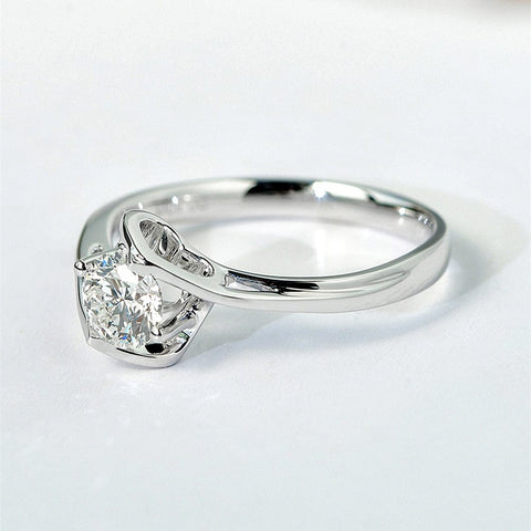 Bague Solitaire Lune de Miel Plaqué Or- Diamant Moissanite 1 Carat💎