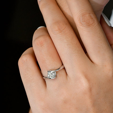 Bague Solitaire Lune de Miel Plaqué Or- Diamant Moissanite 1 Carat💎